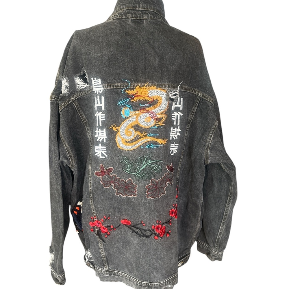 Missguided M Embroidered Dragon Denim Jacket